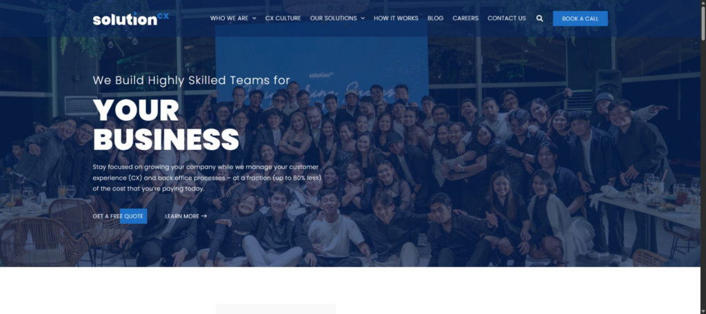 SolutionCX — Desktop homepage