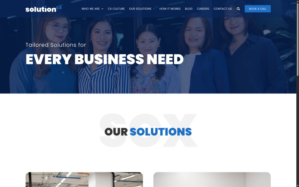 SolutionCX — Solutions page